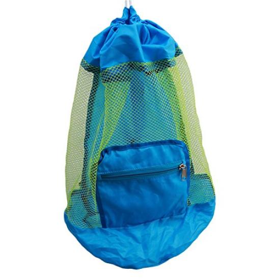 Kingsie Mesh Toy Bag, Sandbox Bag, Sand Play Supplies, Toy Storage Bag (Blue)