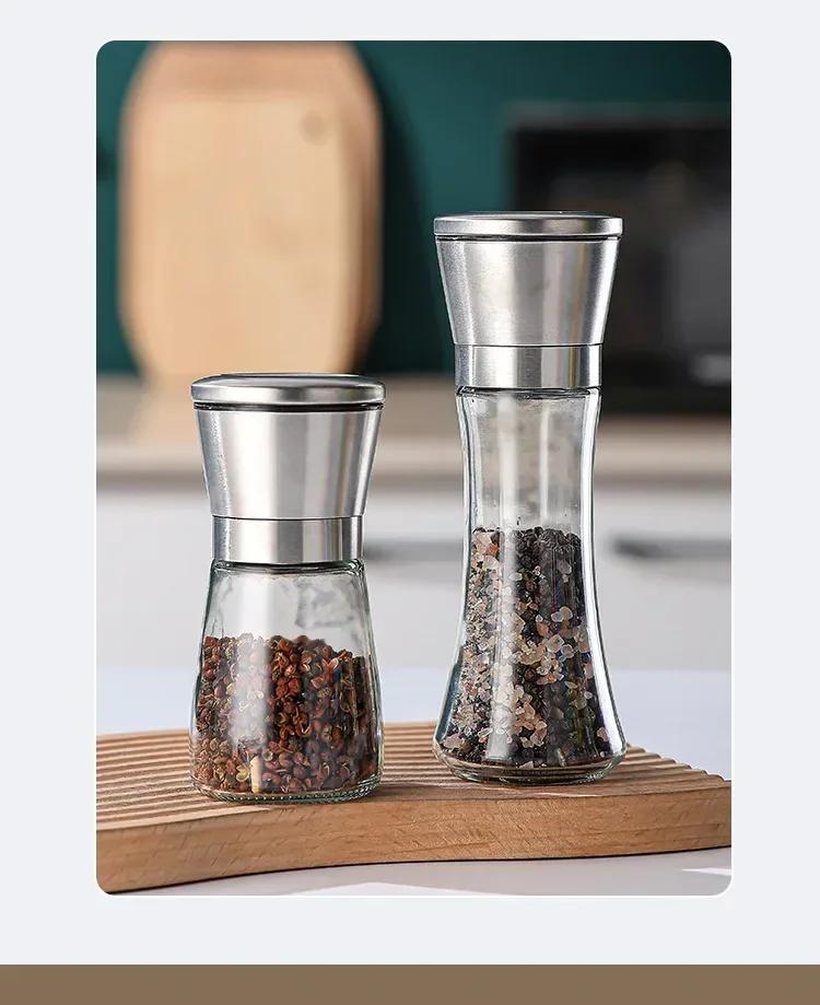 Home Premium Stainless Steel Sea Salt and Pepper Grinder Set of 2,Salt and Pepper Shakers Spice Grinder Multi-function Grinder