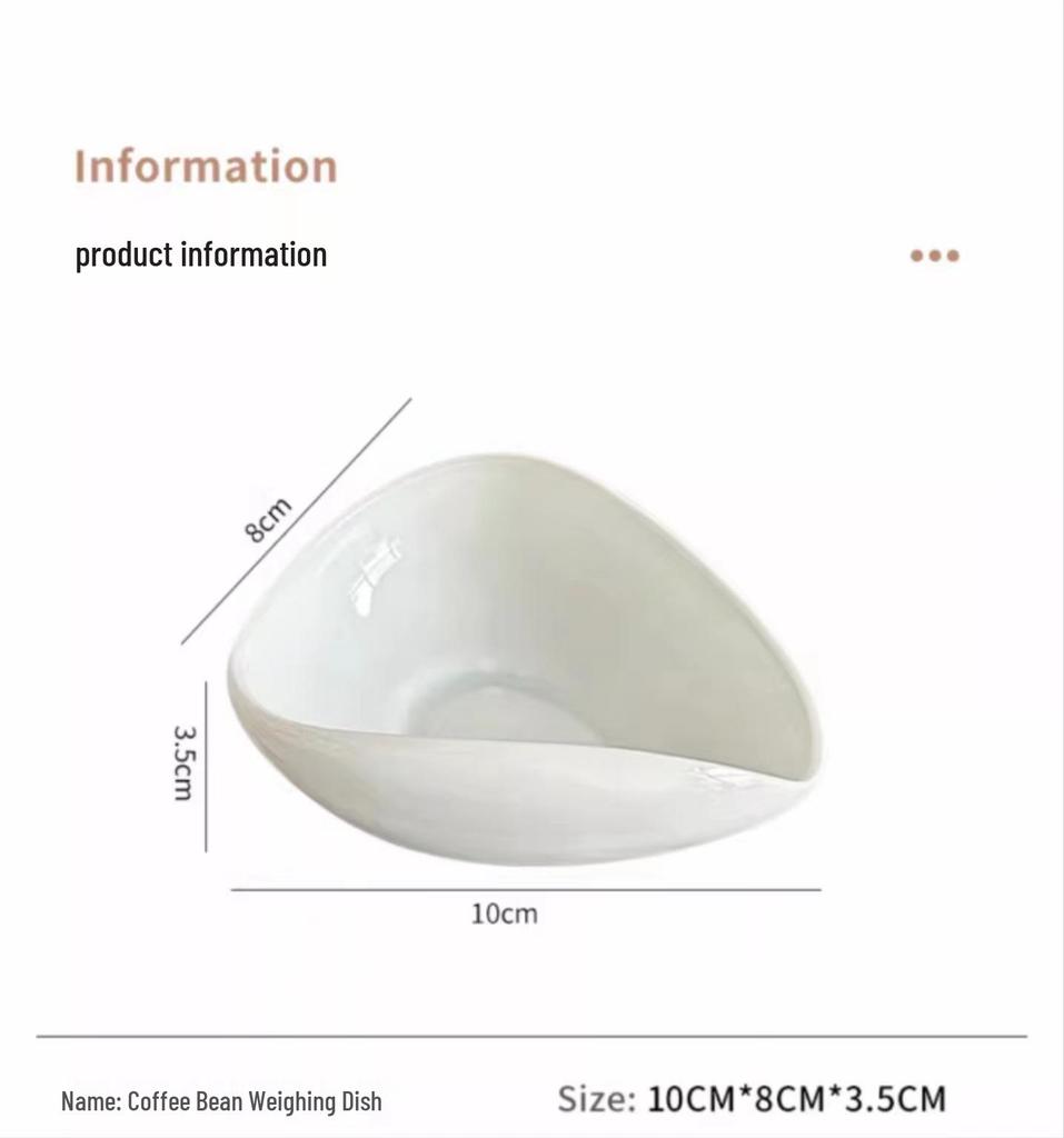 Coffee Bean Measuring Cup: Ceramic Scale for Beans & Powder, Green Roasted Sample Display Dish