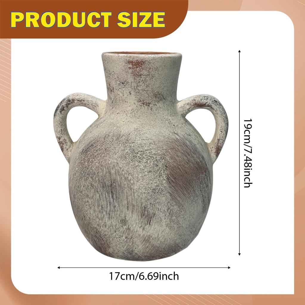 Rustic Ceramic Vase Wabi Sabi Pot Bud Vase Display Boho Decorative Decors Plant Holder for Office Living Room Desktop Party