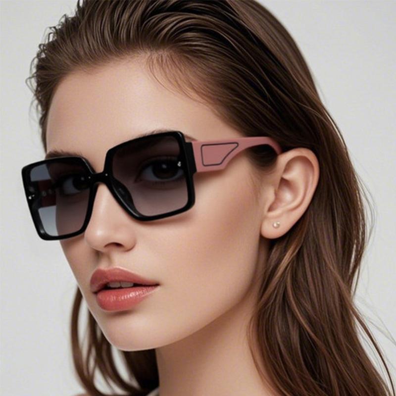New Personalized Wide-leg Sunglasses Uv Anti-light Sunglasses Retro Trendy Square Frame Women's Sunglasses 1080