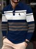 Casual Stylish Striped Long-sleeve Polo Shirt, Perfect for Daily Wear.