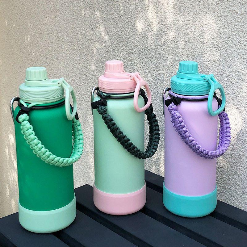 2025 New Cross-Border 1L Large-Capacity Thermos Cup with Non-Slip Bottom, Portable Handle, Outdoor Sports Multi-Color Water Bottle