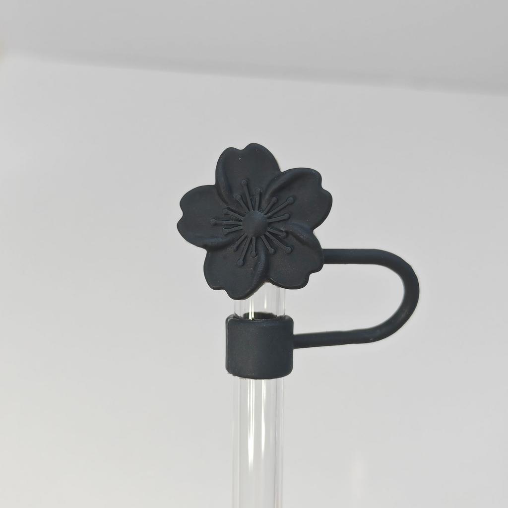 1pcs Straw Cover Cap for Stanley Cup Begonia Flower Dust-Proof Straw Toppers 10mm Reusable Silicone Straw Tips Lids Party Decor