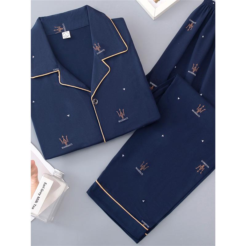 Men's Cotton Long Sleeve Pajamas - Spring To Winter, Plus Size, Stylish Youth Homewear