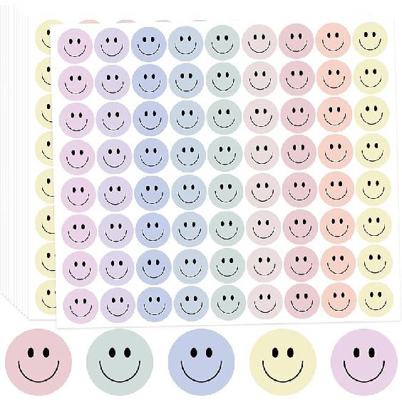 1800Pcs Star Stickers, 1 Inch Happy Smile Face Stickers Colorful Mini Incentive Reward Sticker Round Behavior Chart Sticker for Shcool Classroom