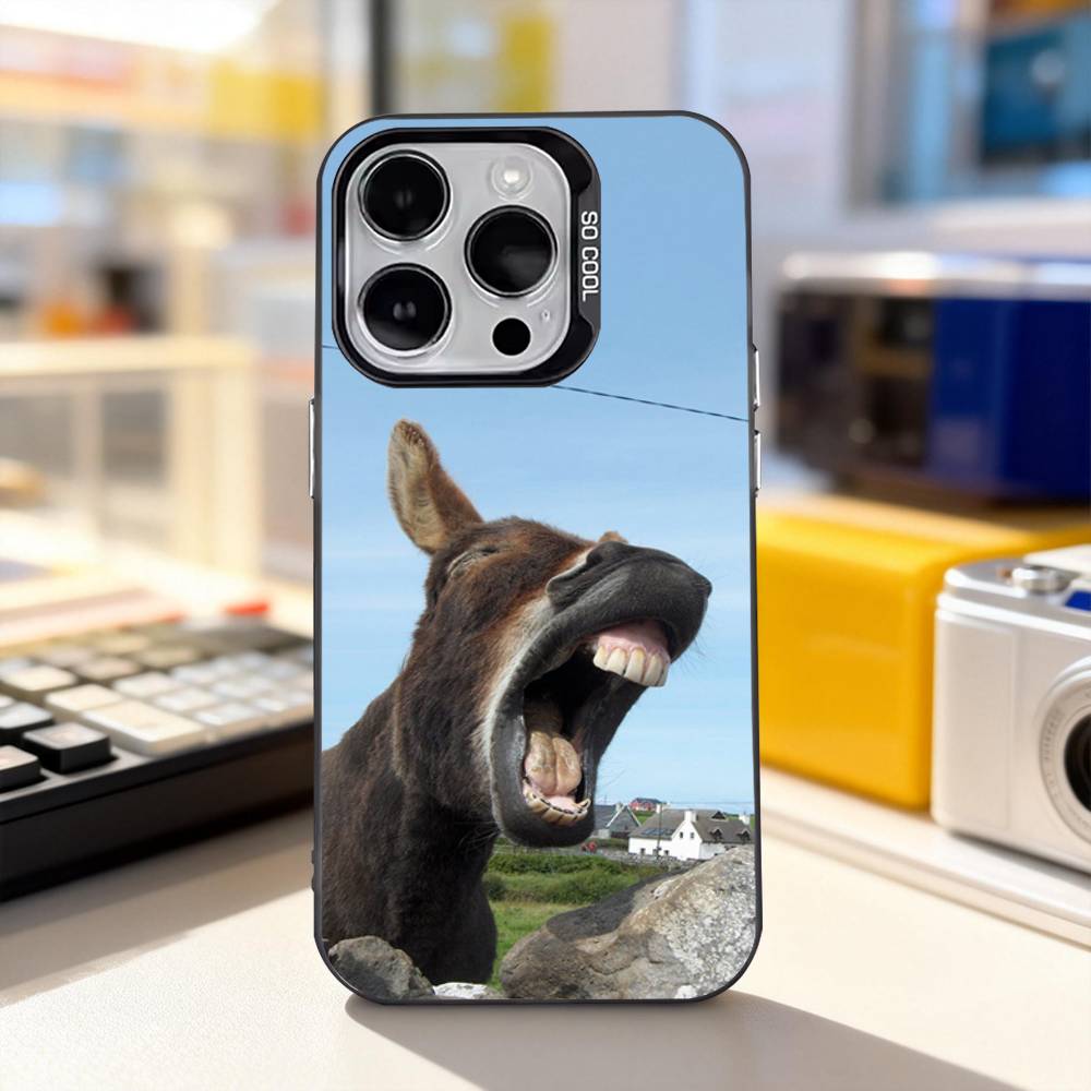 Funny Donkey Cute For iPhone 11,12,13,14,15,16,17,Pro,Max,Plus,E,Air,Mini Phone Case IMD Matte Black