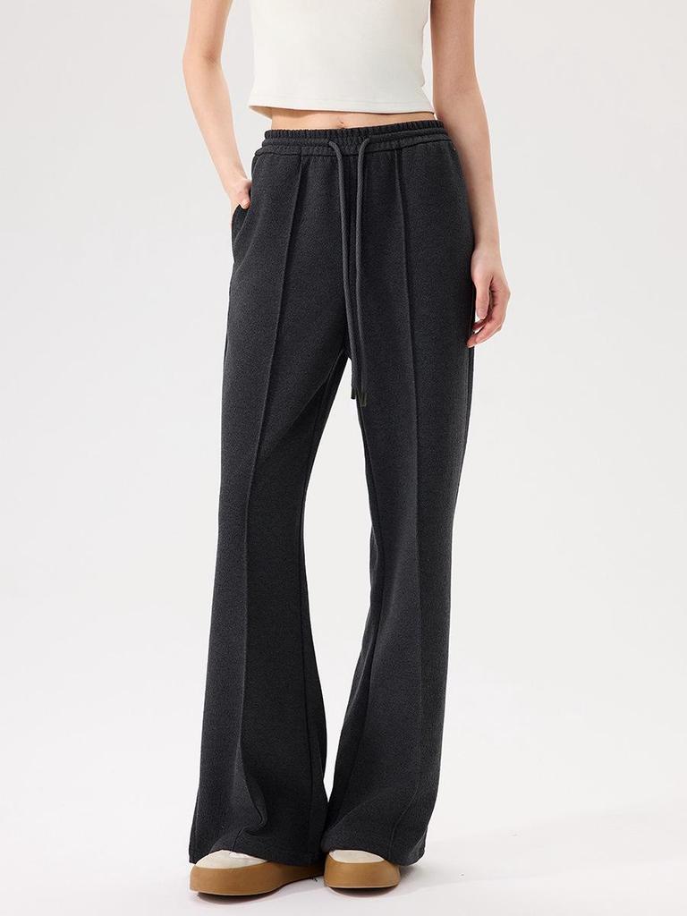 Damen Woll Schlaghose - Lässige Herbst/Winter Hose mit Knistermuster, Modisches und Schlankmachendes Design