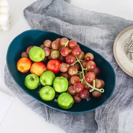 Yousheng Storage Tray with Stable Wood Frame Elegant Modern Oval Design Tray Space-Saving Organizer for Fruits Vegetables Snacks
