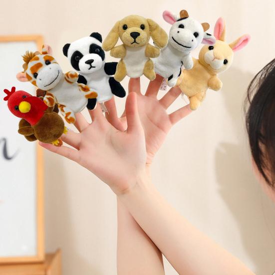 2Pcs Finger Puppets Set Plush Animal Finger Puppet Toys for Kids Mini Soft Figures Interactive Role-Playing And Storytelling Prop