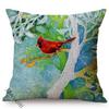 Spring Colorful Home Decoration Cushion Cover Cardinal Bird Style Water Color Art Cotton Linen Square Sofa Throw Pillow Case