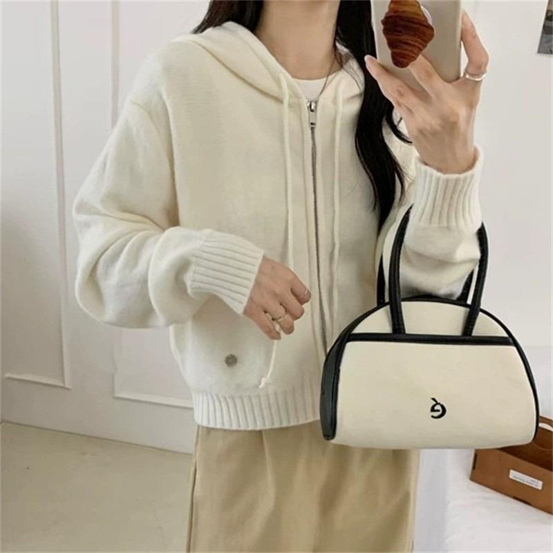 Autumn and winter new lazy wind loose casual thick sweater jacket double zipper hooded knitted cardigan women