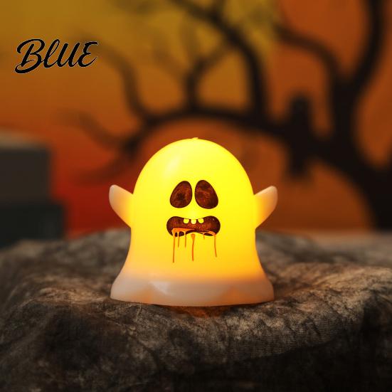 Funny Ghost Desk Ornament 6 Pcs Decorative Light LED Color Changing Warm Flameless Battery-Operated Cute Night Light Mini Spirit Lamps Spooky
