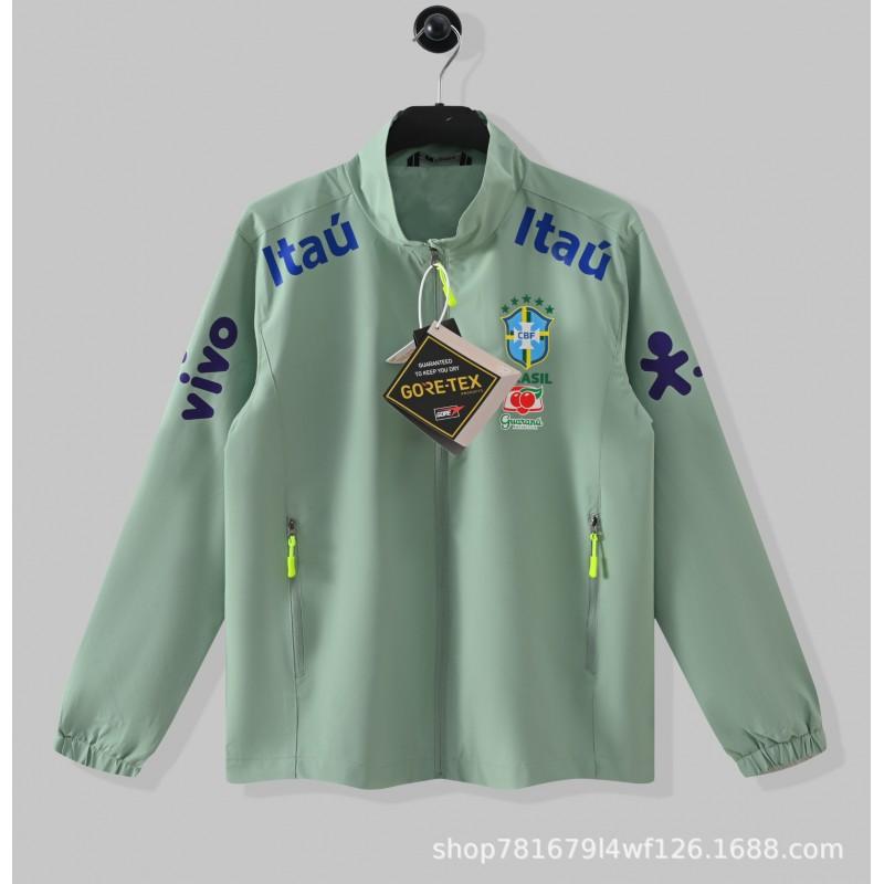 Brazil National Team Football Jacket Men Women Thin Windproof Waterproof Training Top
