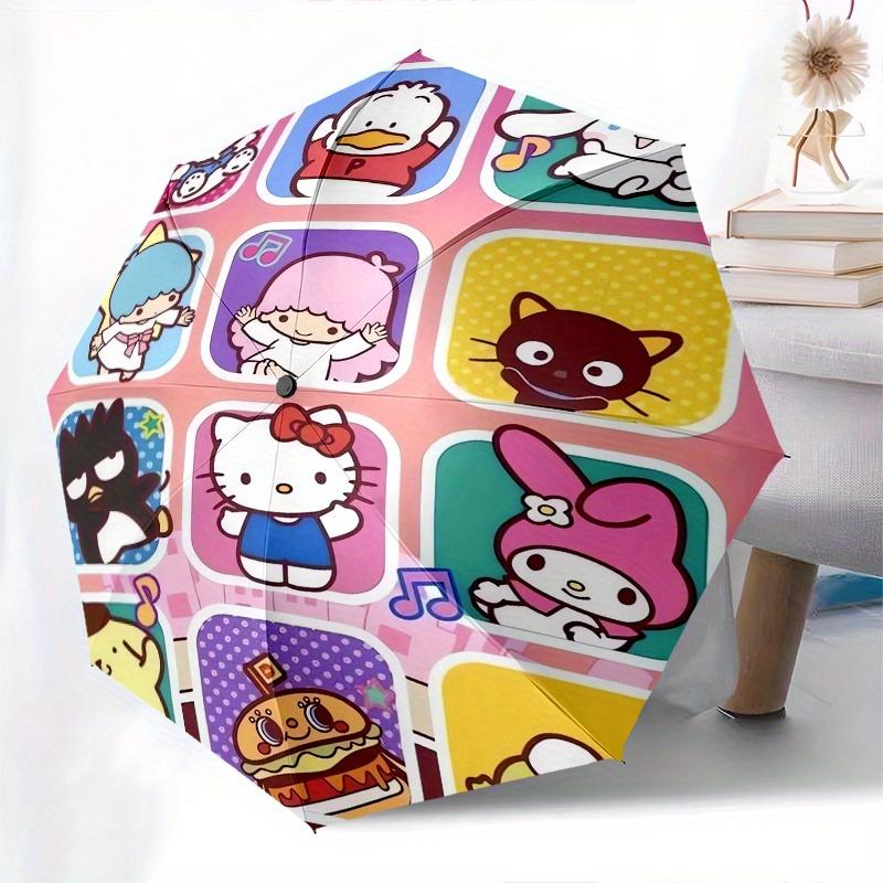Sanrio Characters,Kawaii Icons Automatic Folding Umbrella Simple 8 Rib Design, Bright Cartoon Pattern, Durable Iron Frame, Suitable For Trav