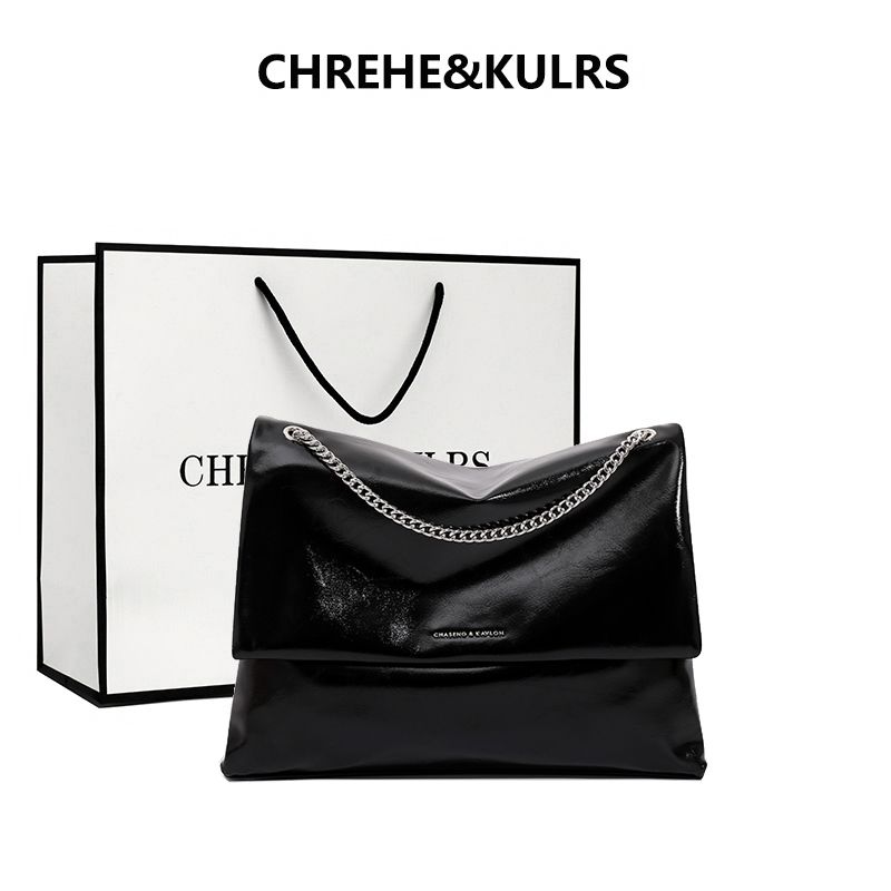 

Chrehe & Kulrs Large Capacity Chain Underarm Bag Women 2025 New Arrival Commuter Tote Shoulder Messenger Bag Black [counter genuine goods collection gift bag]]