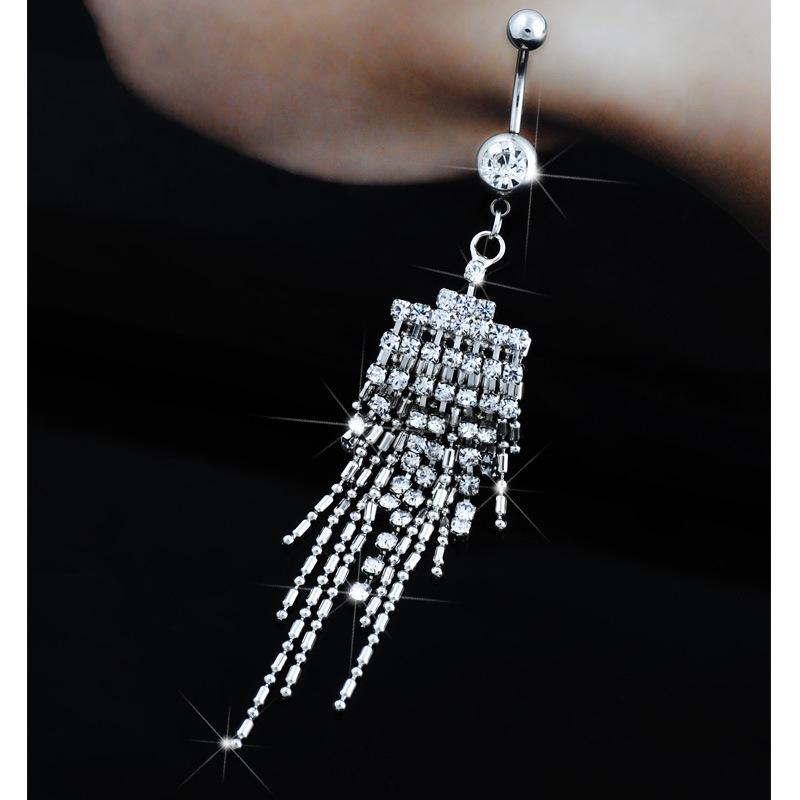 

Двухслойное кольцо для пупка с кисточкой, нержавеющая сталь, цепочка-когти с бриллиантовой инкрустацией.