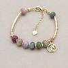 Women Constellation Zodiac Charm Strand Bracelet Natural Stone Indian Jasper Beads Gold Plated Fashion Jewelry Gifts