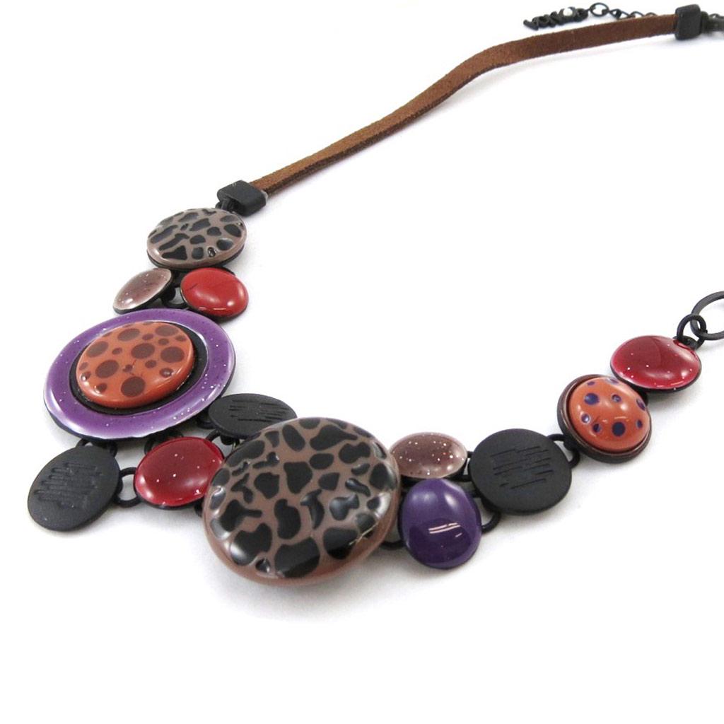 NOA [J2169] - Collier Créateur 'Safari' marron violet