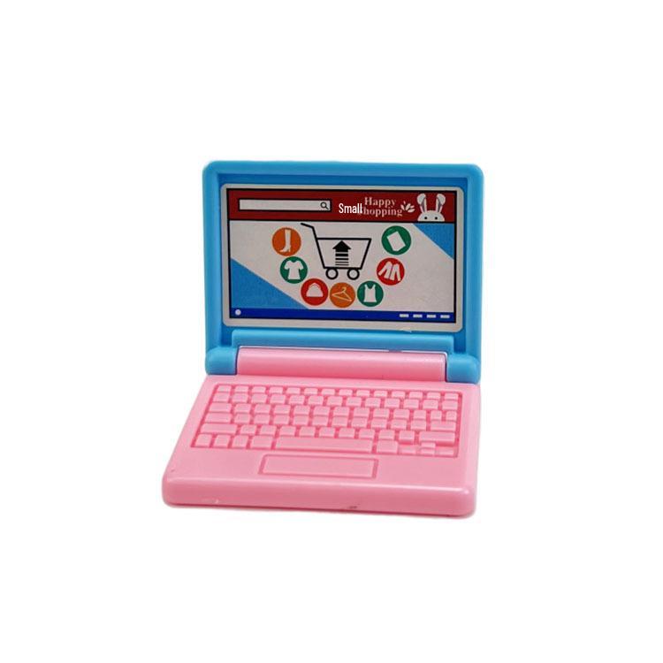 Mini Cartoon Laptop Model for Kids' Dollhouse Decor