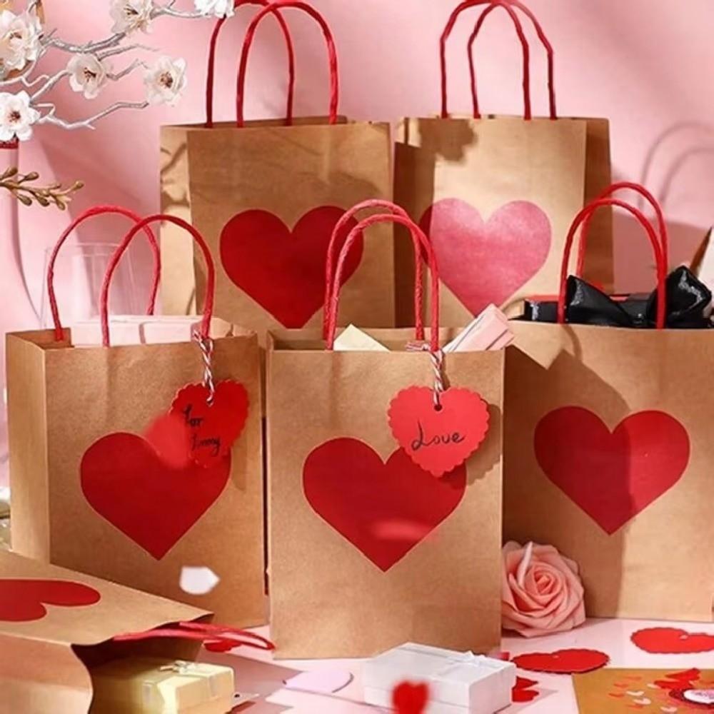 10/12pcs DIY LOVE Heart Shaped Bag Handheld Gift Packing Bag Candy Packaging Bag  Wedding Party