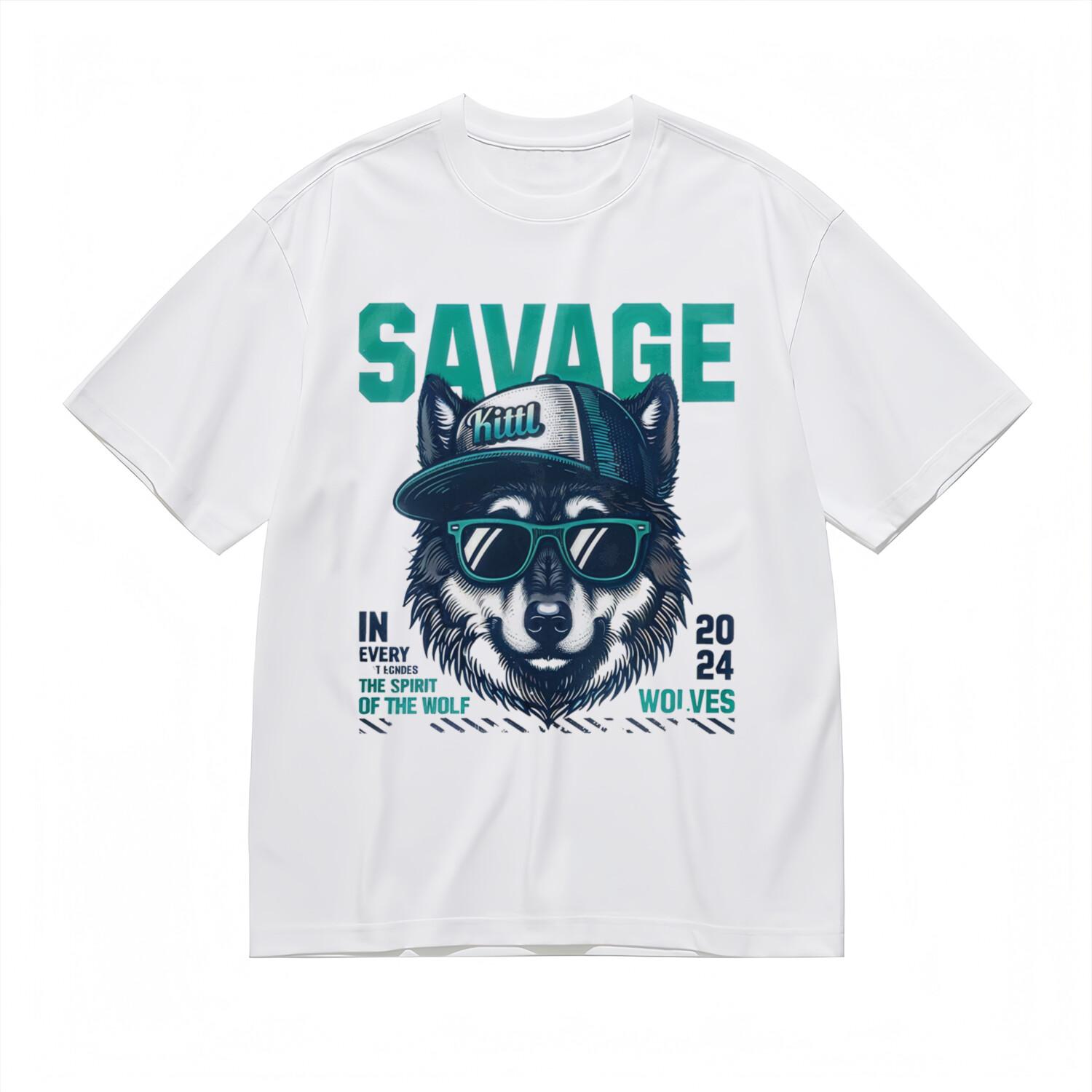 Women s Classic T-Shirt Mens Womens Tees Top Spirit of the Wolf Tribal Motif Cotton Tee 4XL