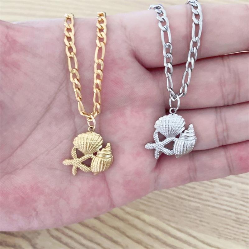 Gold and Silver Plated Necklace with Intricate Sea Shell Starfish Designs Perfect for Summer Parties and Daily Wear