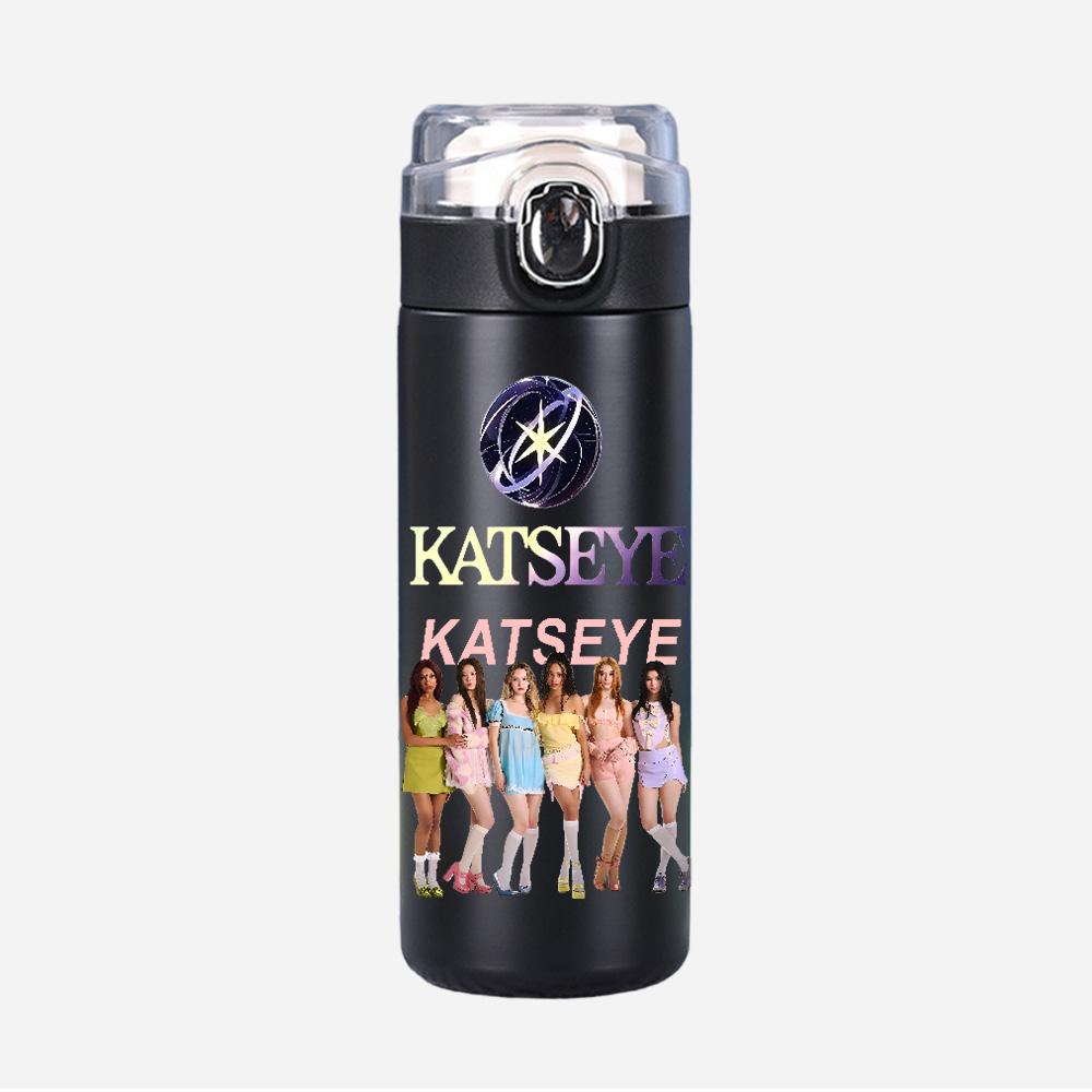 400Ml Water Bottle Anime Cartoon KATSEYE Printed Thermos Cup Portable Stainless Steel Outdoor Sports Water Cup Children Kid Gift