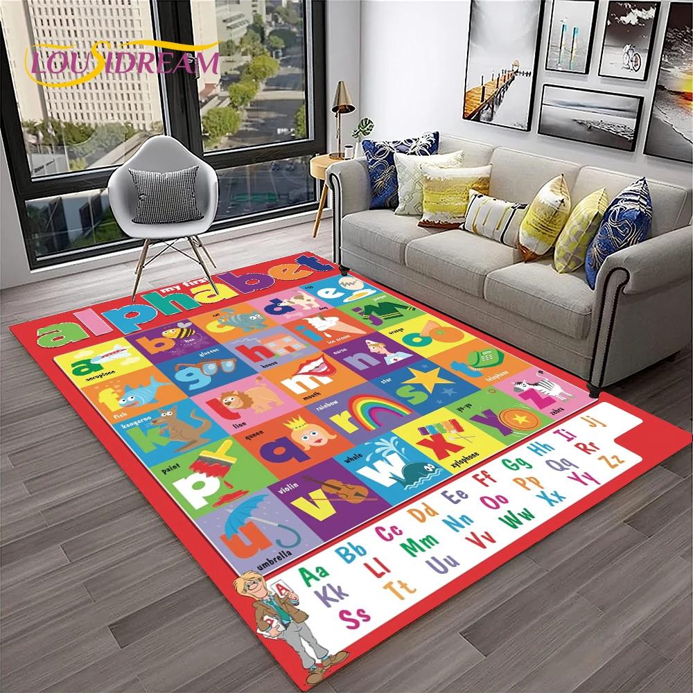 Alphabet ABC Early Education Cartoon Kids Playroom Children Crawling Rug Carpet for Living Room Bedroom Decor,Non-slip for Sofa