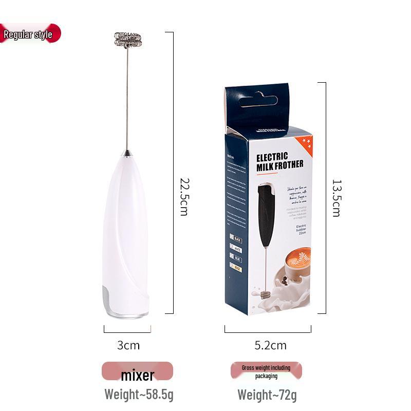 Compact Electric Milk Frother with Stand - Battery-Powered Coffee and Egg Beater