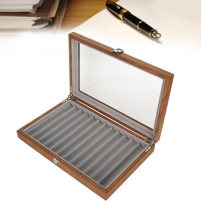 Stifteorganizer Holz-Stifte-Displaybox Holz-Füllhalter-Display-Etui-Organizer Walnussholz Aufbewahrung Geschenkbox für 12 Stifte Display