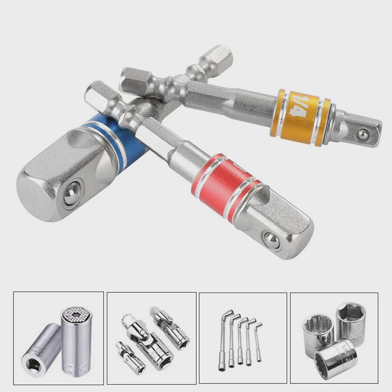Cross-Border Hex Handle Beaded Extension Rod with Electric Socket Conversion and Tool Accessories