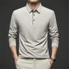 New Men'S Business Casual  Long Sleeve Solid Color Polo Shirt Fashionable Warm Comfortable Four Seasons Versatile Top