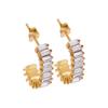 18K Gold Plated White Diamond Hoop & Stud Earrings - French Style Titanium Steel