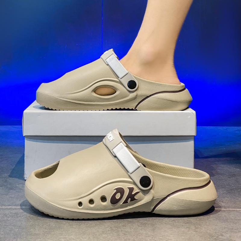 Fashion Summer Men Massage Sandals Slippers Indoor Outdoor Sandals Beach Casual Shoes Soft Sole Slides Men's Leaky Toed Fish Mouth