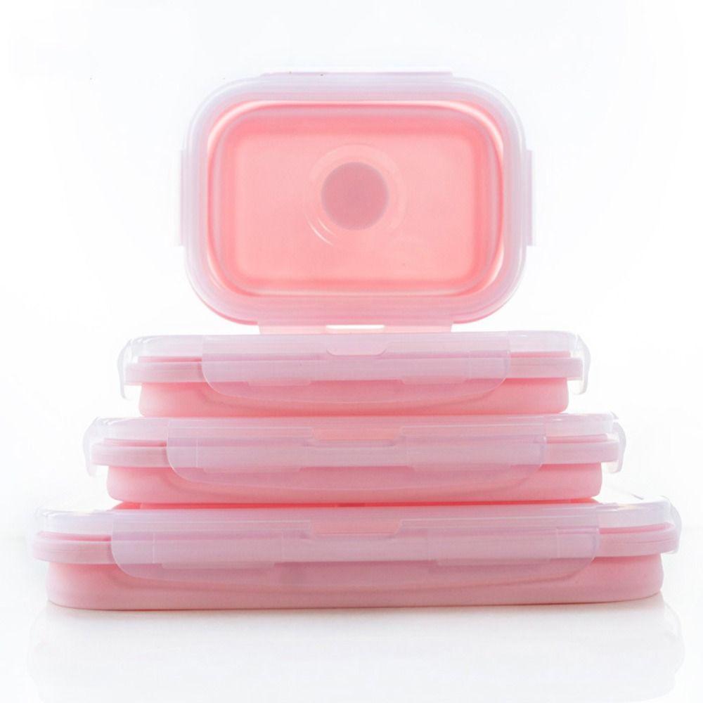 Rectangle Lunch Box with Lid Food Storage Box Collapsible Silicone Food Container Refrigerator
