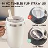 2 Pack Stanley Lid Replacement 40 oz, Stanley Quencher Cup Accessories, Spill-Proof Design, High-End Heat-Resistant Material (Milk White)