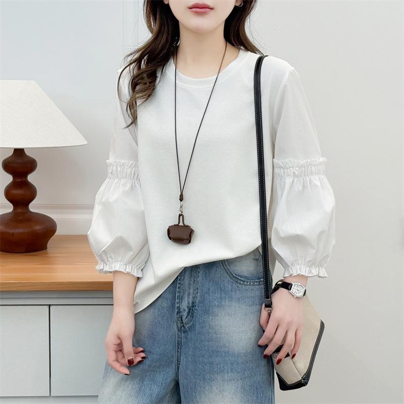 2026 Spring/Summer Plus Size European & Korean Style Tulip Sleeve T-shirt - Versatile Fat Girl Top