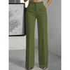 Women's High Rise Straight Leg Pants Relaxed Fit Wide Leg Trousers Elegant Office Polyester Solid Color Zipper Dress Pants