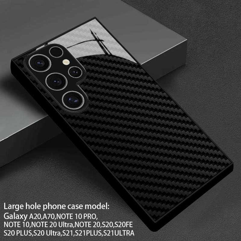 Carbon Fiber Pattern 2D Phone Case for Samsung S26 S25 S24 S23 S22 S21 S20 A55 A54 Tempered Glass Protective Cover
