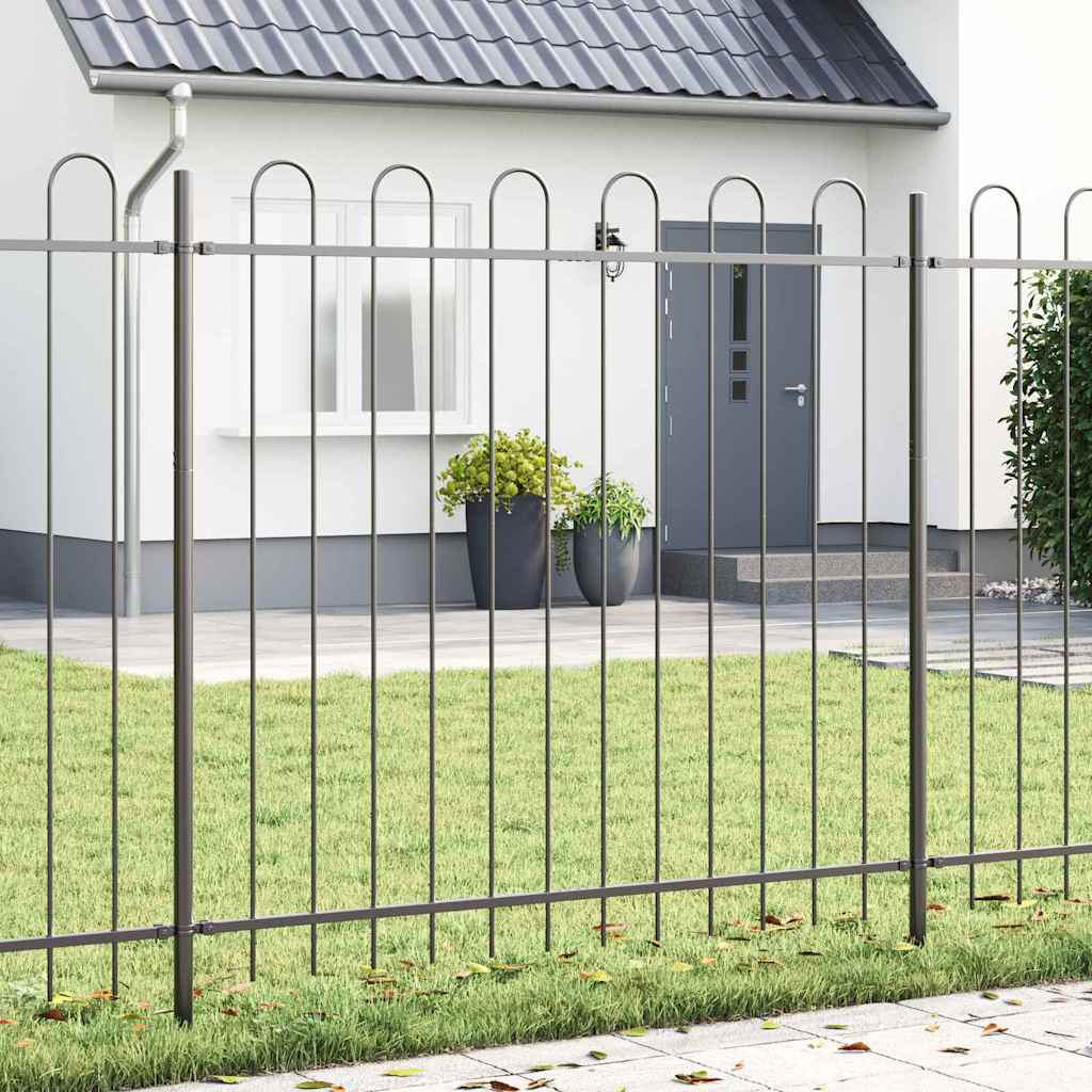 Garden Fence 2 pcs Grey 3.4 x 1.5 m Powder Coated Steel