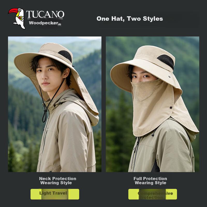 TUCANO Sun Protection Hat for Men, Outdoor UV-Resistant Cycling Travel Fisherman Hat, Fishing Sun Hat, Sun Visor, Face Shield for Me