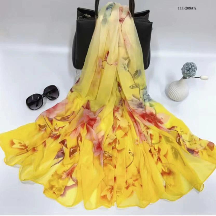 Silk Scarf Women Hijab Pashmina Long Beach Stoles Shawl Wrap Headbands Spring Warm Scarves Bandana Ladies Neckscarf Foulard