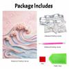 Frameless Pearl Painting DIY Kit Ocean Wave Pastel Pink Blue Sea 3D Sparkling Bead Canvas Relaxing Creative Craft for Art Lovers