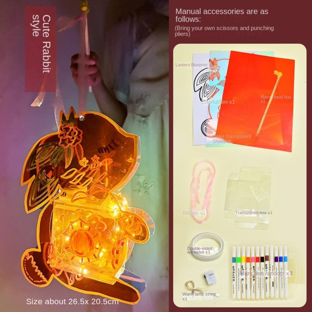 Luminous Mid-Autumn Glowing Lanterns PVC Lantern Material Package Cartoon Lantern  Festival