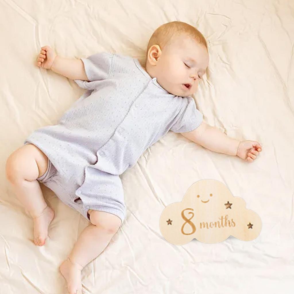 Holz Baby Wolke Doppeltes Wachstumsmonatsschild Für Geburtsjahr Und Monat Aufzeichnung Fotografie Requisite Im Dunkeln Tisch Für Partys