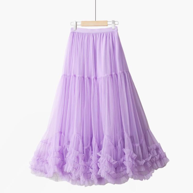 Super Fairy Multi-Layer Cake Dance Mesh Skirt - Medium-Length Puffy Swing Gauze Skirt