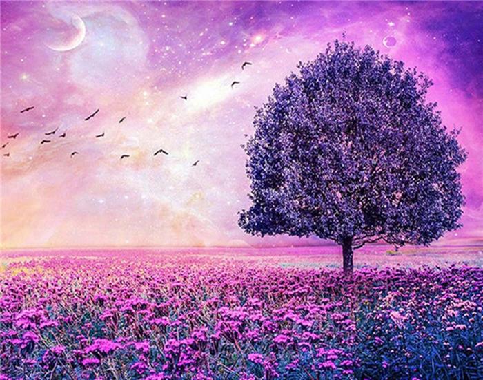 RUOPOTY Painting By Number Lavender Landscape Handpainted Unique Gift Picture Coloring By Numbers Balloon Children's Room Decor