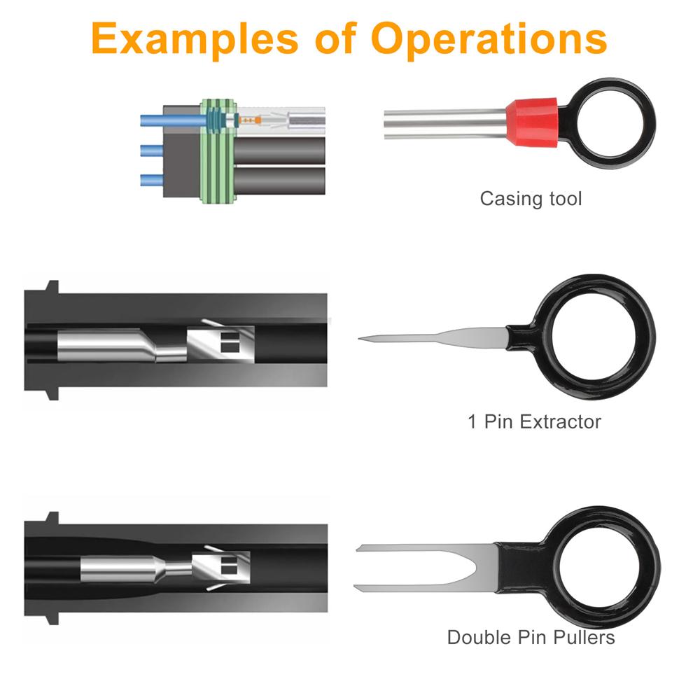 100x Terminal Pin Removal Tool Kit Electrical Wire Connector Pin Extractor Tools