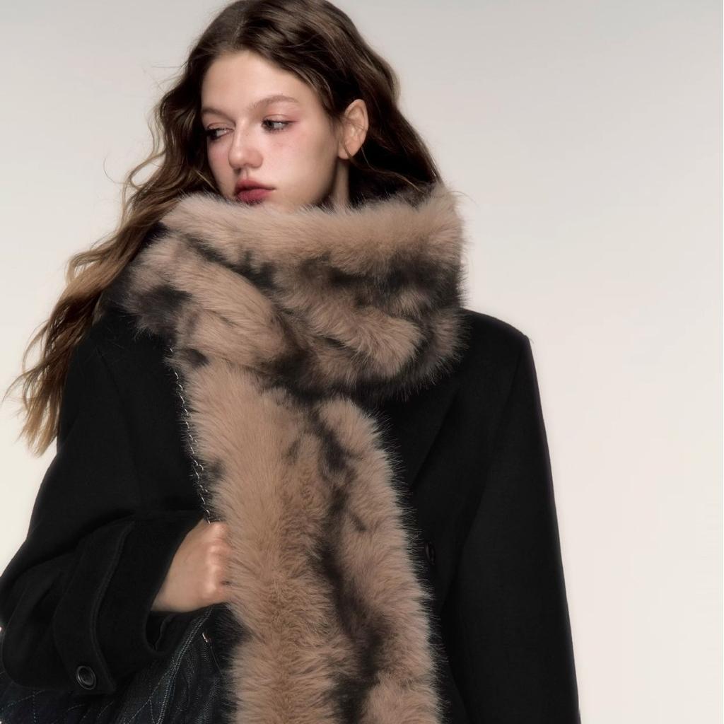 Vintage Lat Vinter Varmt Skjerf Moteabelt Allsidig Skjerf Dobbeltsidig Fortykket Plysj Temperamentskjerf